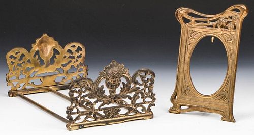 2 Art Nouveau Gilt Bronze Desktop Accessories