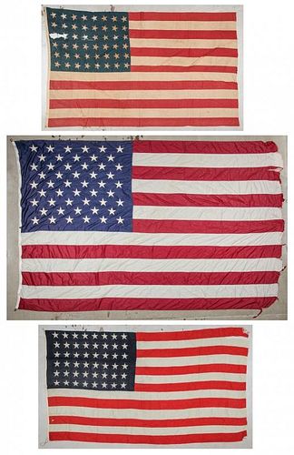3 Large Vintage American Flags