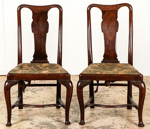 Pair of Antique English Queen Ann Side Chairs