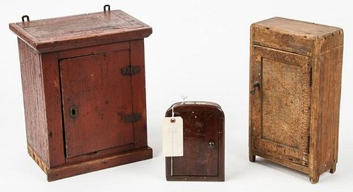 3 Small Antique Wood Cabinets