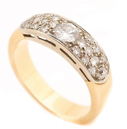 Modern Two-Tone Gold Ring with Antique Diamonds