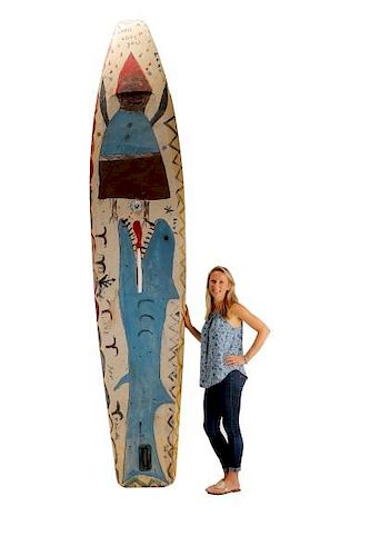 R.A. Miller Folk Art Painted Wind Surfing Board