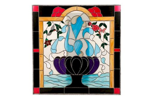 Large Contemporary Colorful Stained Glass Window