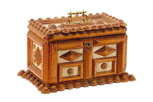 Tramp Art Chip Carved Jewelry or Document Box