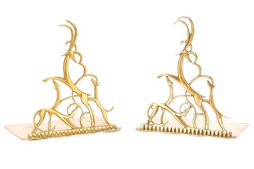 Attributed to Hagenauer "Antelope" Brass Bookends