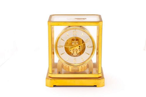Mid Century LeCoultre Gilt Brass #519 Atmos Clock