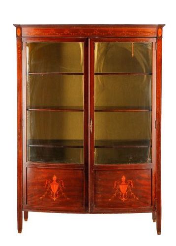Hahne & Co Inlaid Bowfront Display Cabinet