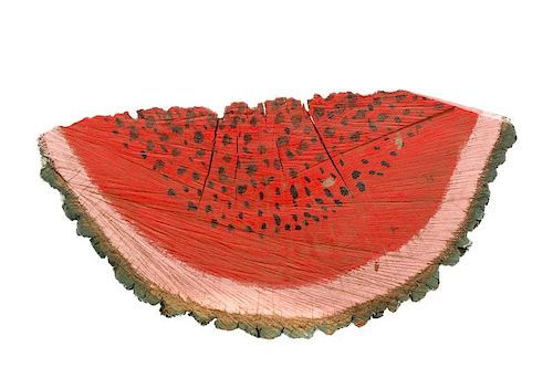 Primitive Folk Art Painted Watermelon Slice