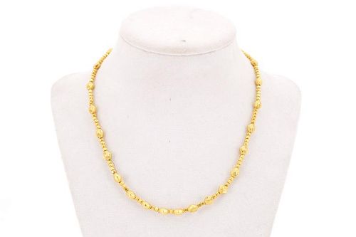 Handmade 14k Yellow Gold Beaded Necklace