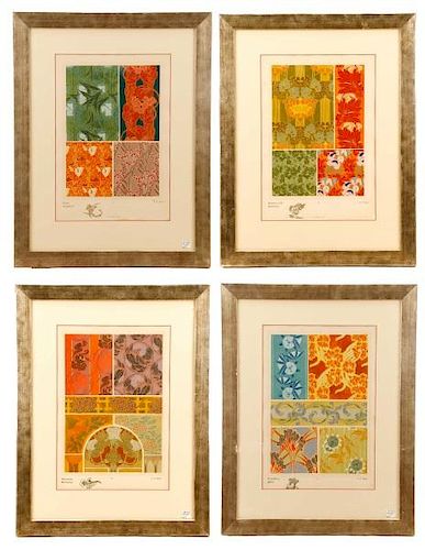 Four Art Nouveau Eugene A. Seguy Pochoir Prints