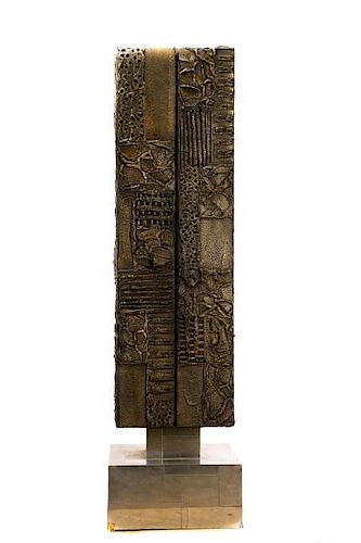 Paul Evans Sculptured Bronze & Cityscape Cabinet