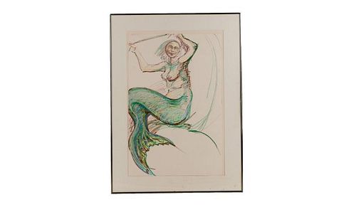 Ben Smith, "Mermaid" -1986, Mixed Media on Paper