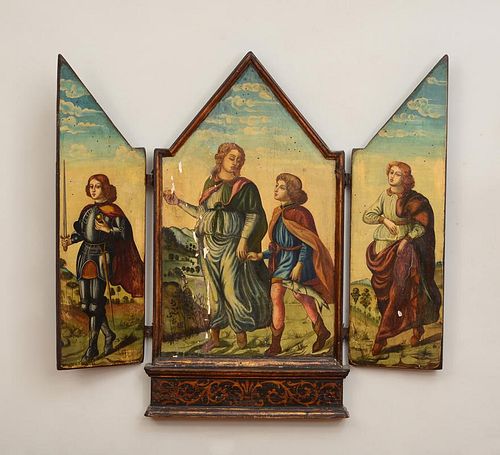 Netherlandish Style Painted and Giltwood Triptych