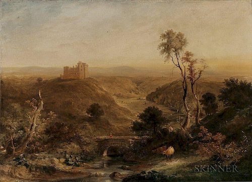 Attributed to Horatio McCulloch (Scottish, 1805-1867)      Scottish Landscape, Possibly Castle Campbell