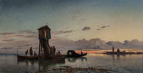 Hermann David Salomon Corrodi (Italian, 1844-1905)      Shrine at Venice, Sundown