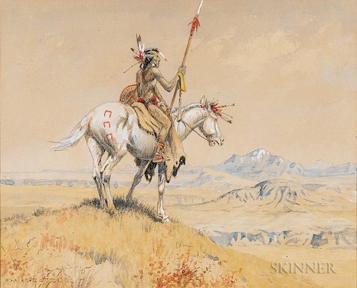 Olaf C. Seltzer (American, 1877-1957)      Blackfeet Indian on Horseback
