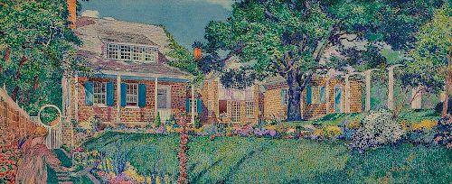 Rutherford Boyd (American, 1884-1951)      Garden View, Possibly the Artist's Home, "Boyd's Nest," in Leonia, New Jersey