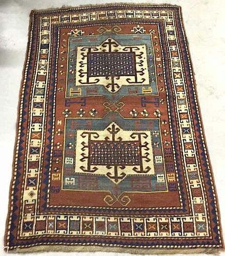 Colorful Kazak Hall Carpet