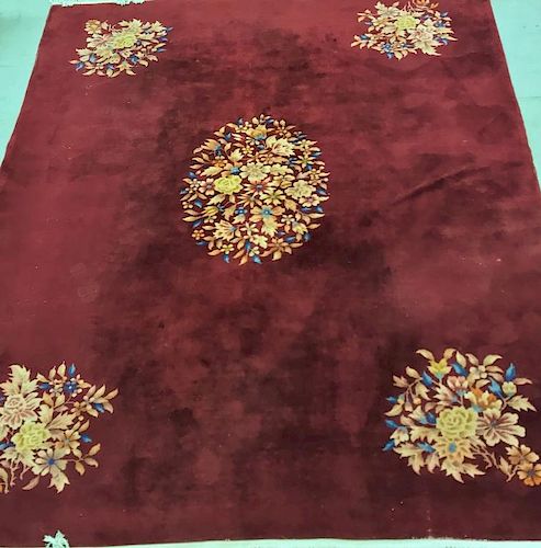 Room Size Burgundy Chinese Carpet