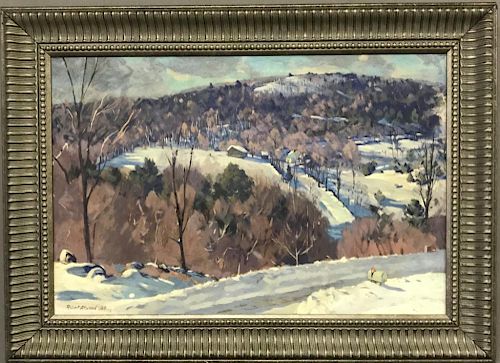 Robert Atwood Oil on Canvas of a Winter Landscape