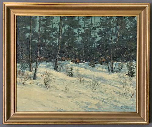 Herbert Foerster Oil on Canvas Winter Landscape