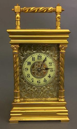 French Gilt Metal Carriage Clock