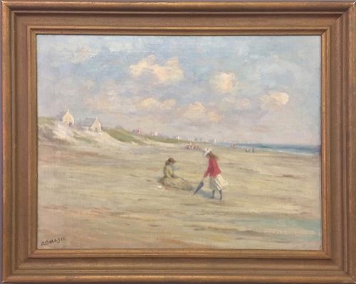 James C. Magee Oil on Canvas Beach Scene
