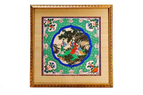Chinese School, Figural Courtly Scene, Gouache