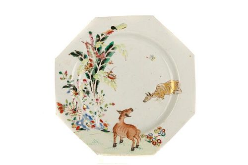 Chinese Export Porcelain Plate, Water Buffalo
