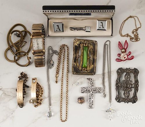 Group of assorted gold and costume jewelry