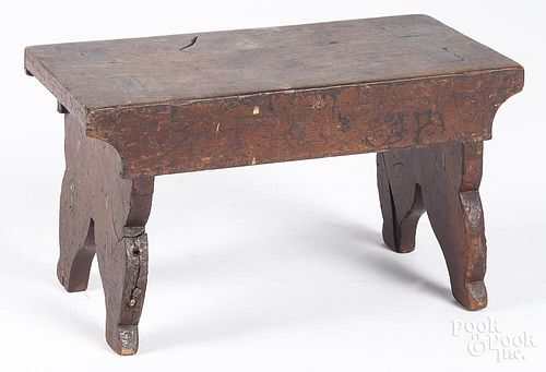 Mortised cherry footstool, 19th c.