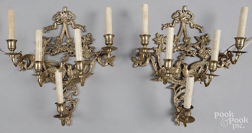 Pair of gilt metal sconces, early/mid 20th c.