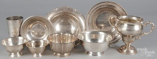 Group of sterling silver horse show bowls