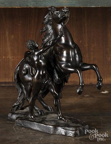 Bronze horse and stable hand