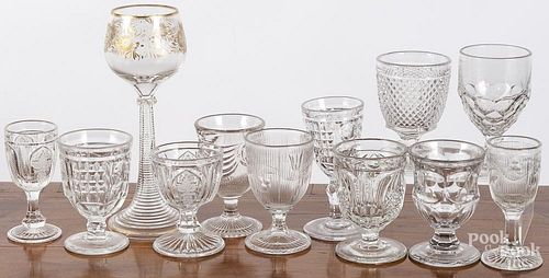 Collection of pressed glass stemware.