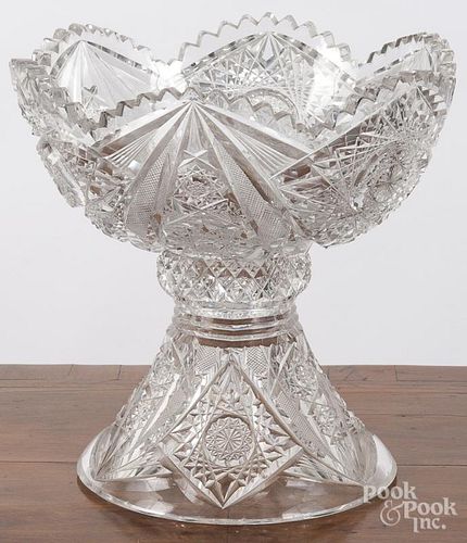 Cut glass punch bowl on stand, 9 3/4'' h., 10'' dia.