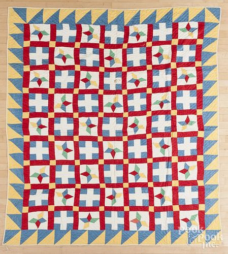 Star and cross quilt ca. 1900, 76'' x 87''.
