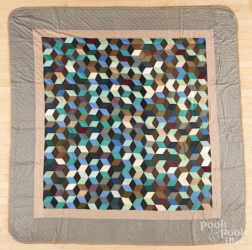 Amish tumbling block quilt, early 20th c., 84'' x 7
