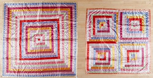 Pair of silk quilts, mid 20th c.