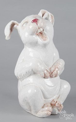 Large Italian pottery rabbit, 22'' h.