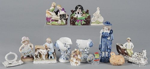 Collection of porcelain figures, covered boxes, et