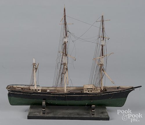 Carved and painted ship model, ca. 1900