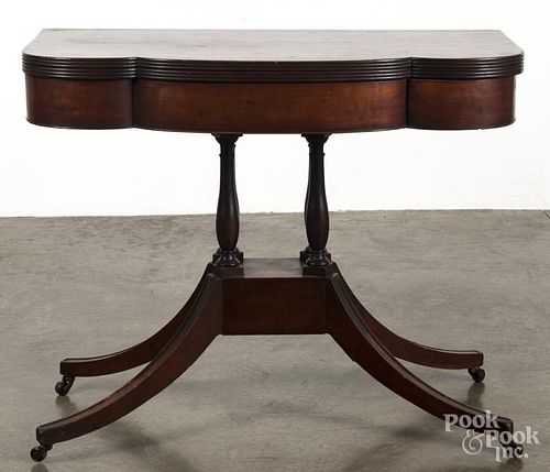 Federal cherry card table, 19th c.