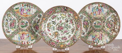 Seven Chinese export famille rose porcelain plates