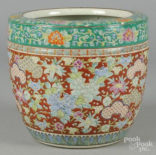 Japanese Kutani porcelain cache pot, 9 1/2'' h.