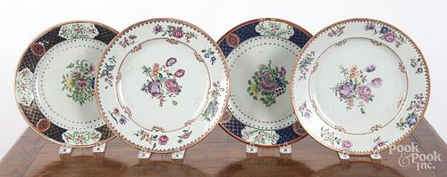 Four Chinese export porcelain plates, 19th c.