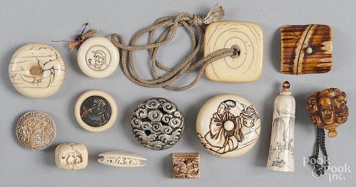 Group of Chinese and Japanese carved accessories