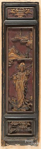 Chinese carved wood panel, early 20th c.