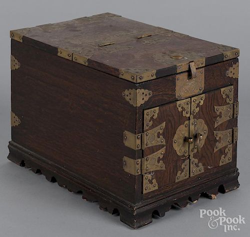 Oriental brass mounted dresser box