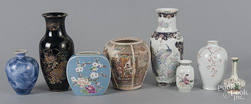Eight Chinese and Japanese porcelain vases